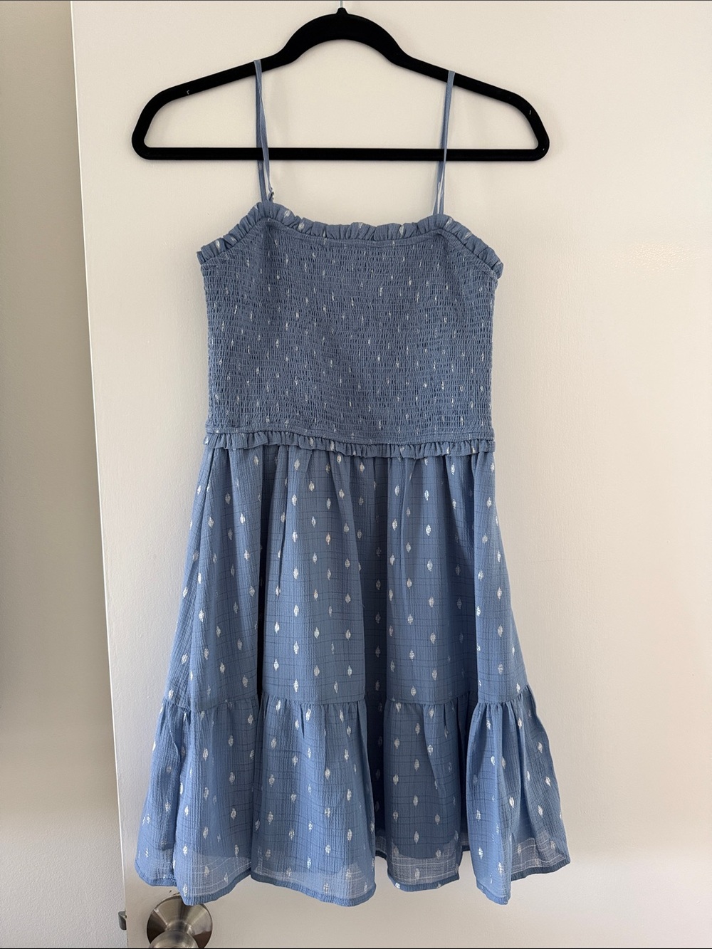 Aqua Powder Blue Smocked Tiered Mini Dress